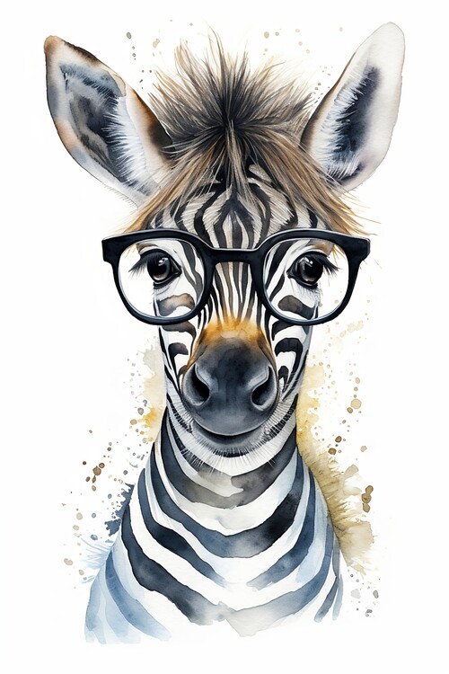 Poster Zebra wearing glasses
