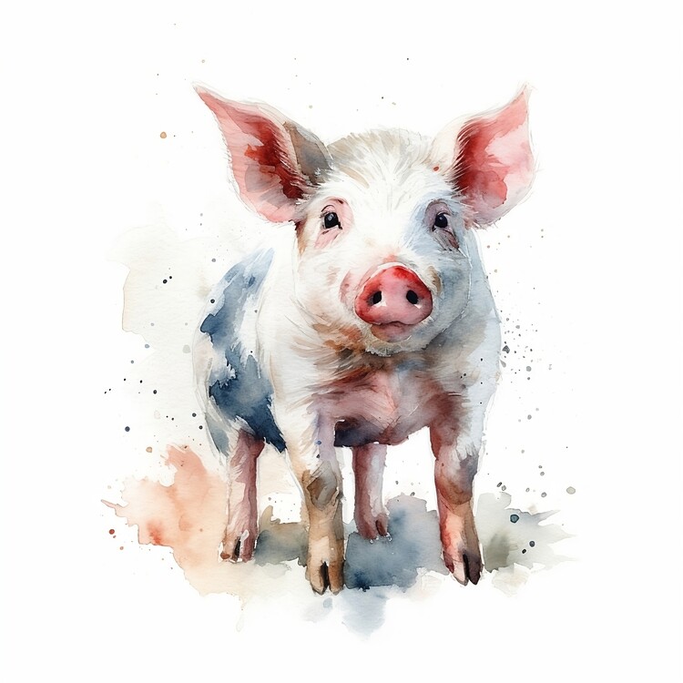 Poster Pig watercolor image