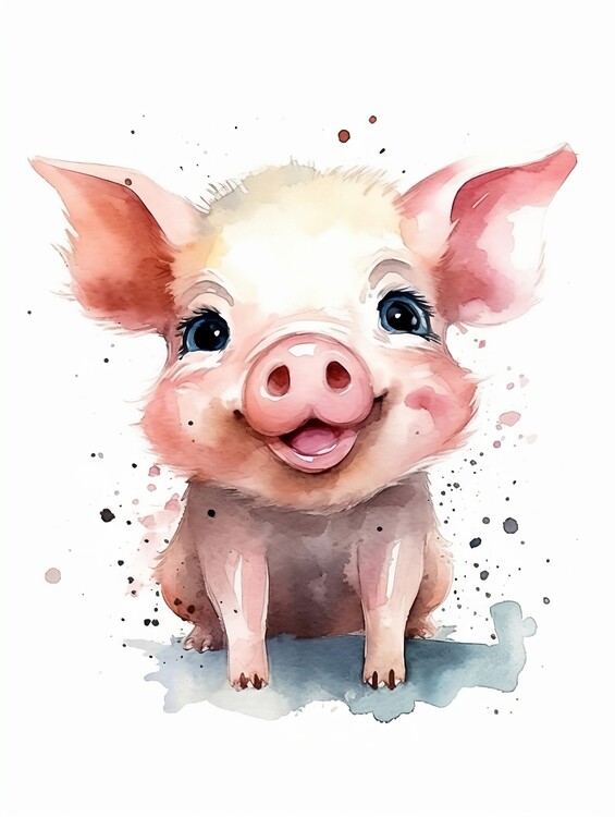 Bilde på lerret Cute happy pig