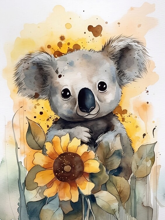 Plakat Koala sunflower