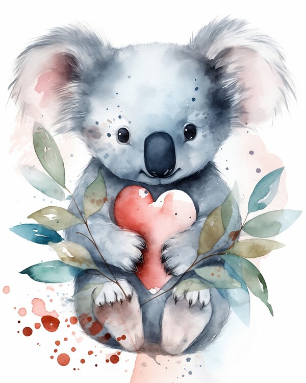 Plakat Koala with heart, love