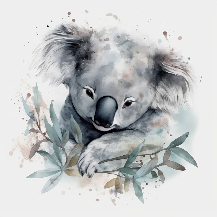 Plakat Koala watercolor illustration, soft colors