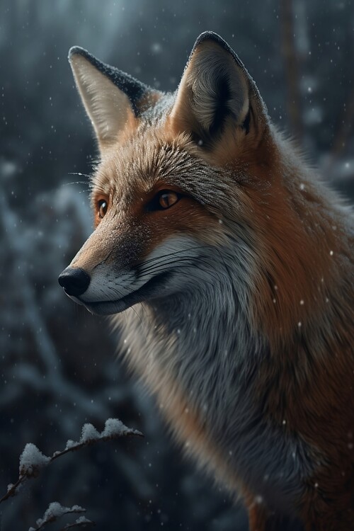 Poster Fox in snow