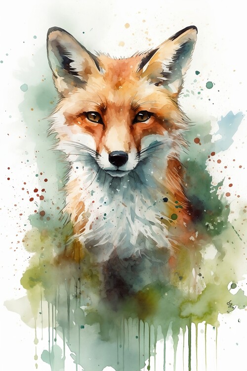 Poster Fox watercolor image