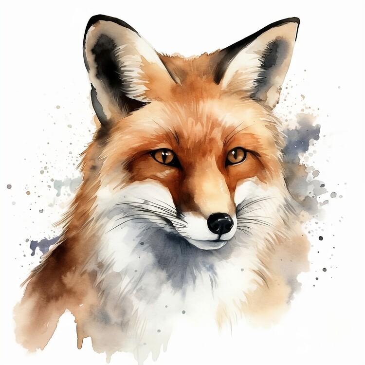 Poster Watercolor fox portrait