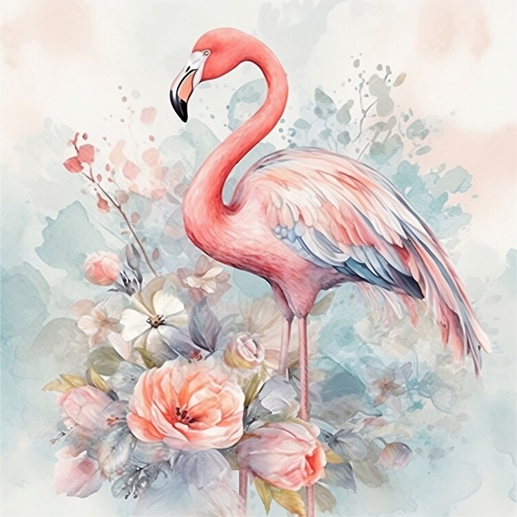 Poster Flamingo, watercolor image