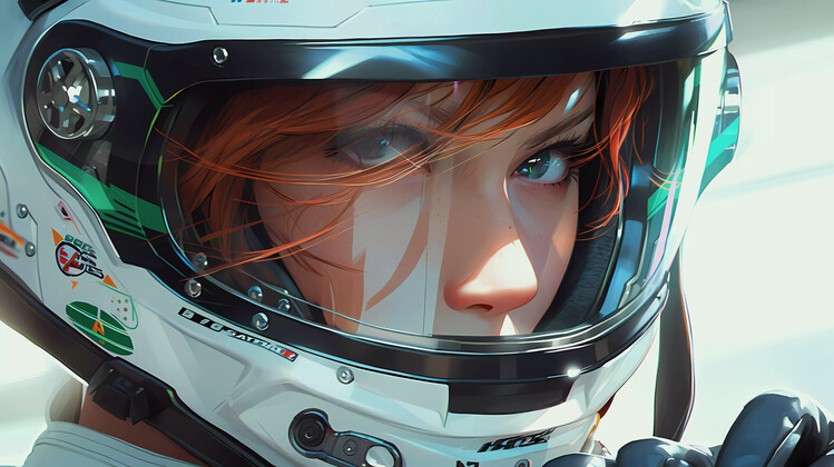 Juliste Close-Up View of a Female Driver in a GRAND PRIX Racing Cars