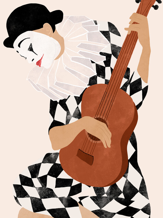 Poster Harlequin with a Guitar