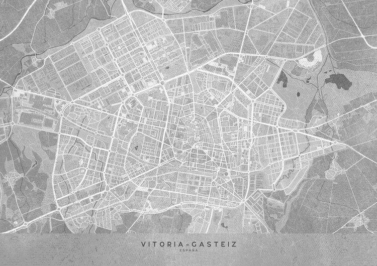 Плакат Map of Vitoria Gasteiz (Spain) in gray vintage syle