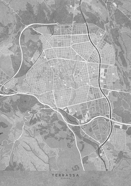 Плакат Map of Terrassa (Spain) in gray vintage syle