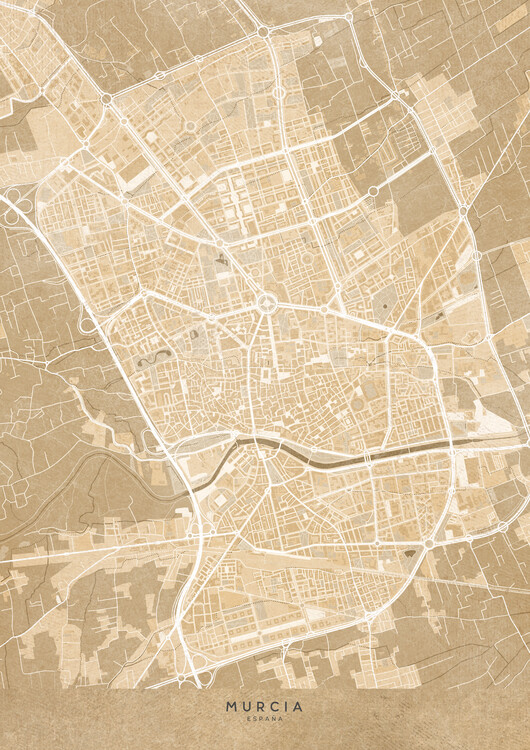 Плакат Map of Mostoles (Spain) in gray vintage syle