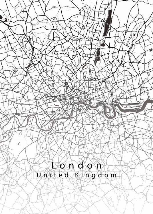 Plakat London United Kingdom City Map white