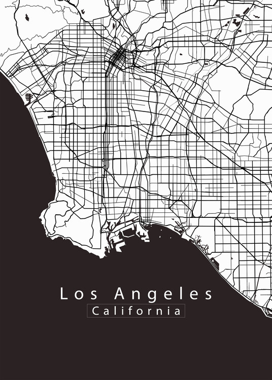 Plakat Los Angeles California City Map white