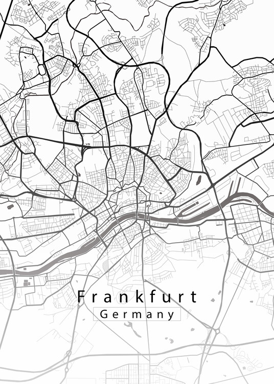 Plakat Frankfurt Germany City Map white