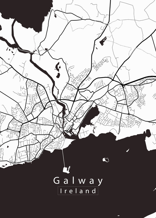 Plakat Galway Ireland City Map white