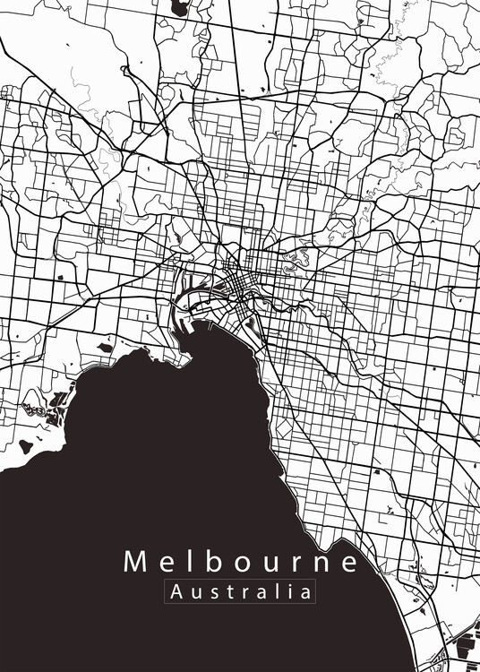 Poster Melbourne Australia City Map white