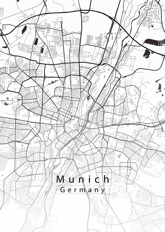 Poster Munich Germany City Map white