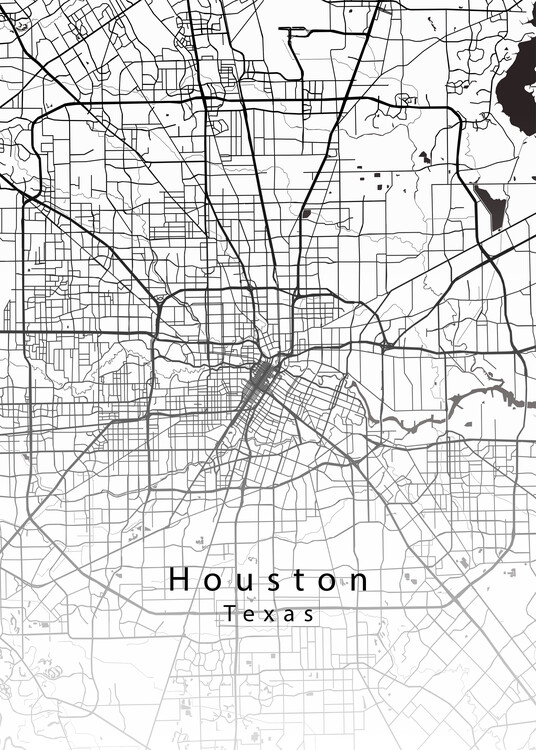Poster Houston Texas City Map white