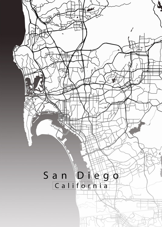 Poster San Diego California City Map white