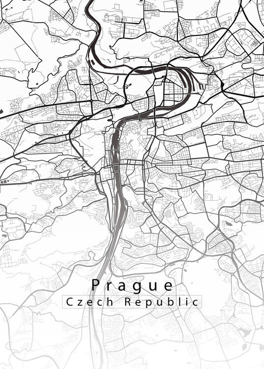 Plakat Prague Czech Republic City Map white