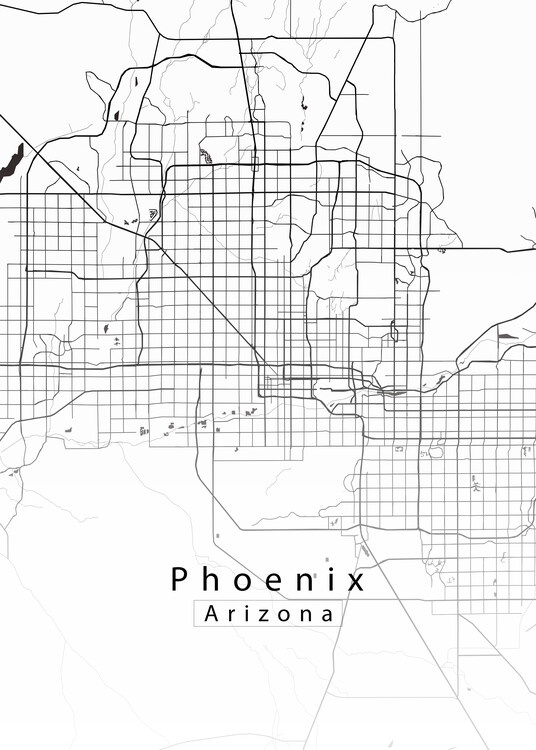 Plakat Phoenix Arizona City Map white