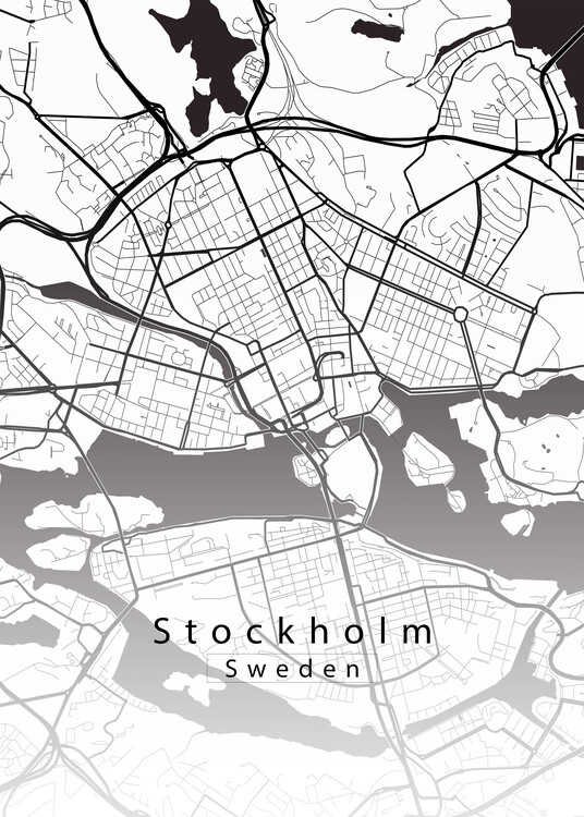 Plakat Stockholm Sweden City Map white