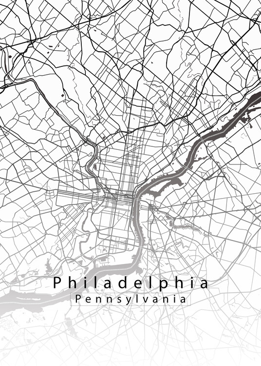 Plakat Philadelphia Pennsylvania City Map white