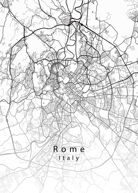 Plakat Rome Italy City Map white