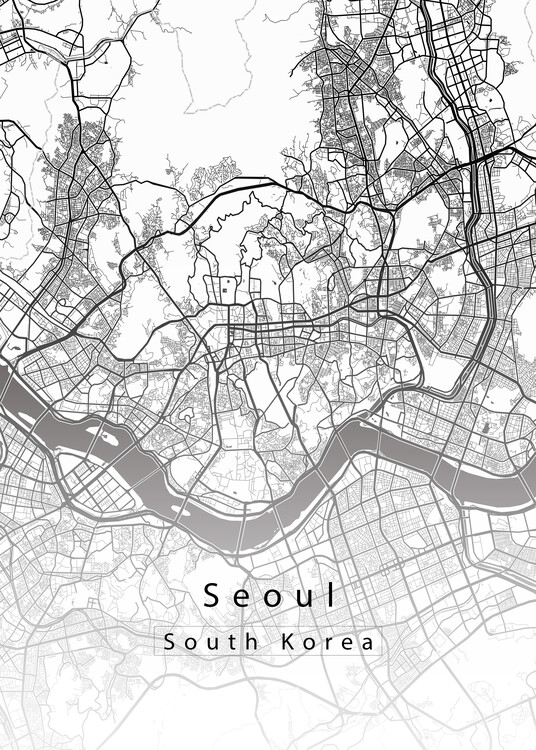 Plakat Seoul South Korea City Map white