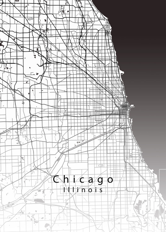 Plakat Chicago Illinois City Map white