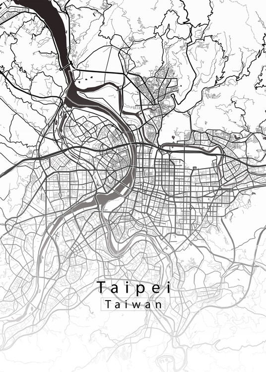 Plakat Taipei Taiwan City Map white