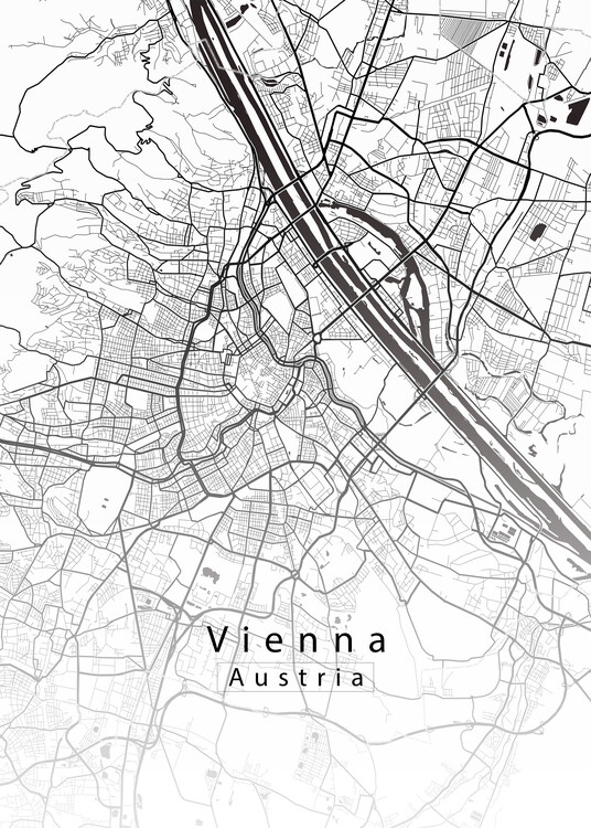 Poster Vienna Austria City Map white