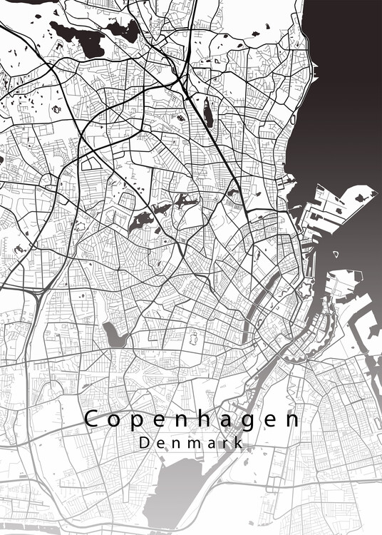 Plakat Copenhagen Denmark City Map white