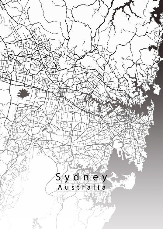 Plakat Sydney Australia City Map white