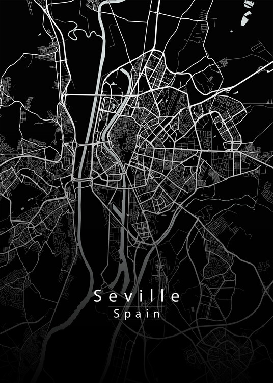 Plakat Seville Spain City Map dark