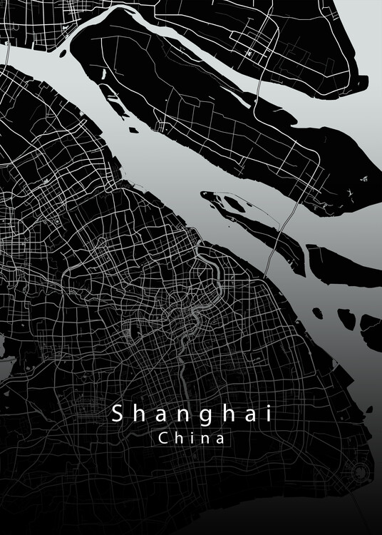 Plakat Shanghai China City Map dark