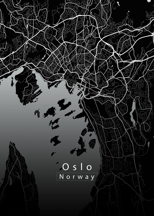 Plakat Oslo Norway City Map dark
