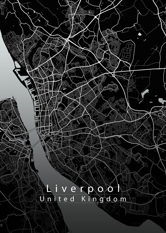 Plakat Liverpool United Kingdom City Map dark