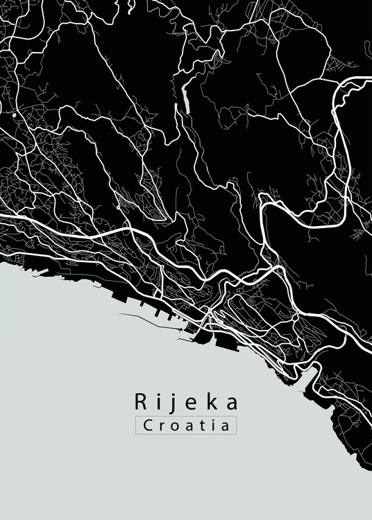 Plakat Rijeka Croatia City Map dark