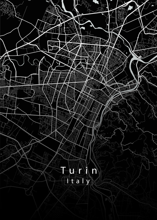 Plakat Turin Italy City Map dark