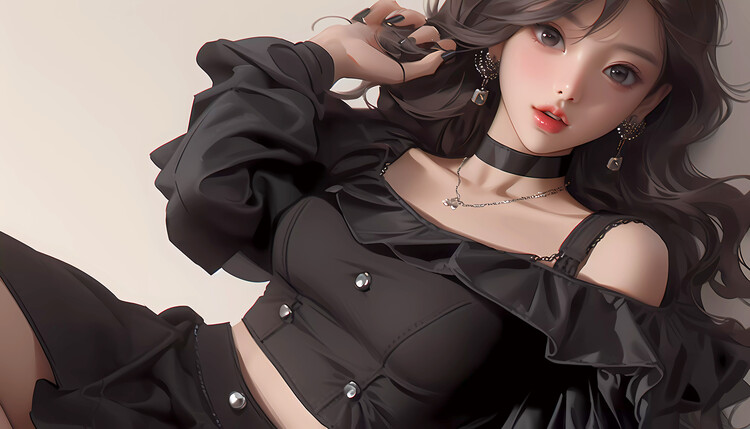Poster Japanese Model in Fashionable Pose