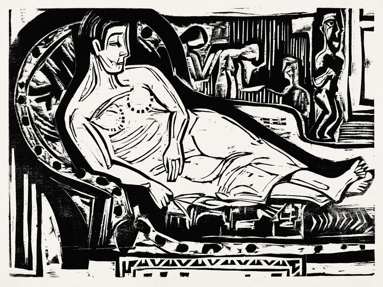 Poster Woman Lying on Sofa - Ernst Ludwig Kirchner