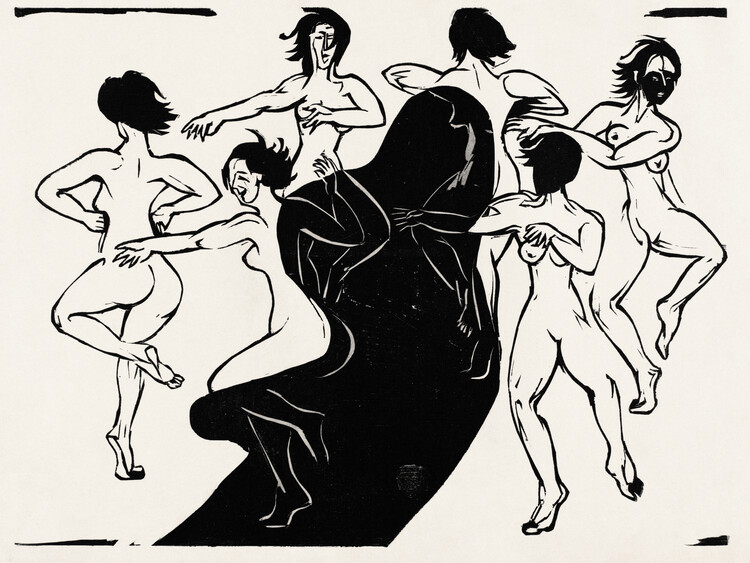 Póster Nude Dancing around a Shadow - Ernst Ludwig Kirchner