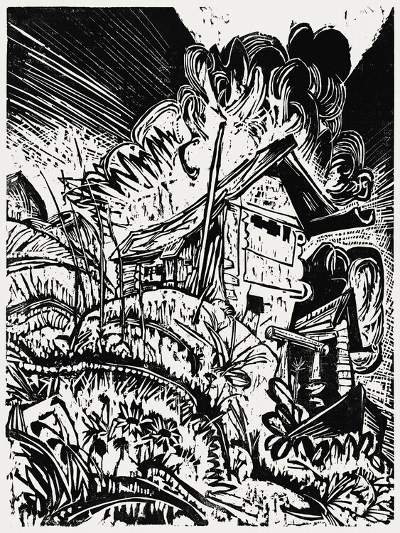 Póster Mountain House (Black & White) - Ernst Ludwig Kirchner