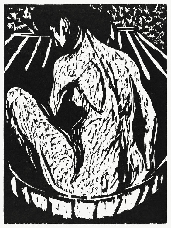 Póster Female Nude (Black & White) - Ernst Ludwig Kirchner