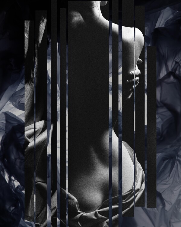 Плакат Beautiful Sensual Naked Woman Black & White Art Decor