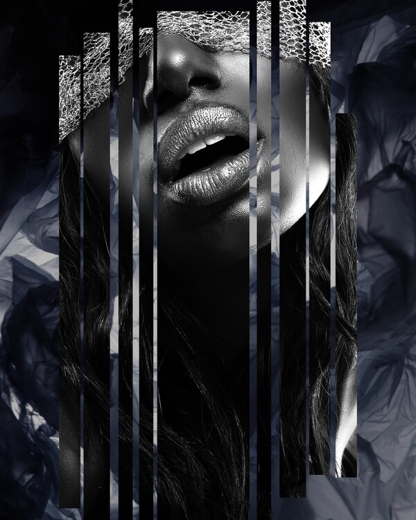 Плакат Beautiful Sensual Covered Eyes Woman Portret Art Decor