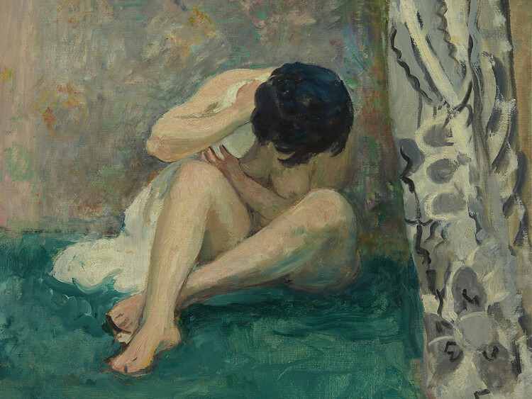 Poster Kiki, Naked on a Green Carpet (Female Nude) - Henri Lebasque