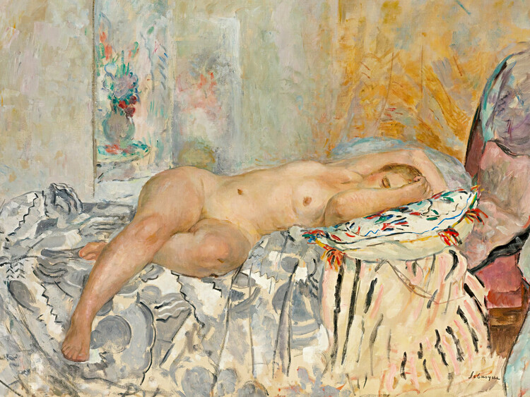 Juliste Reclining Nude Woman with Spanish Cushion