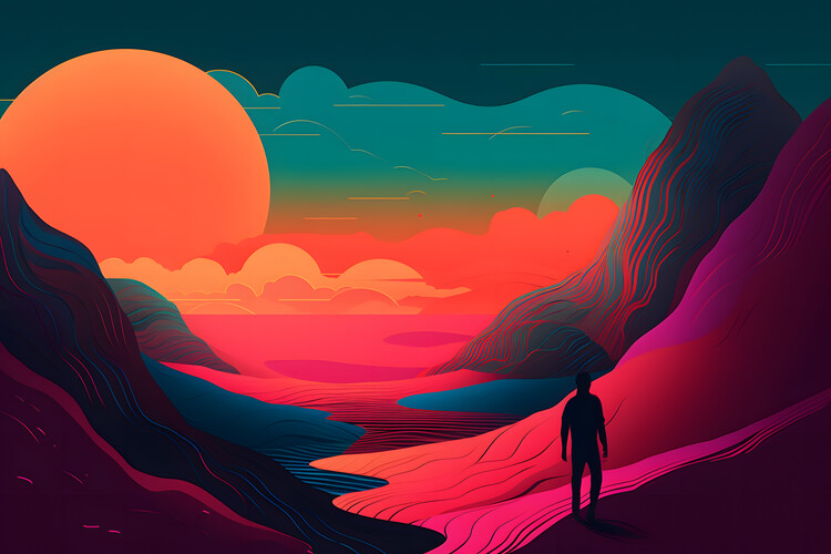 Плакат Colorful landscape illustration